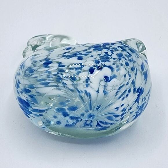 Solid Glass Blue Speckled Duck Goose Swan Paperweight, Desk Shelf Table Decor - Picture 6 of 7